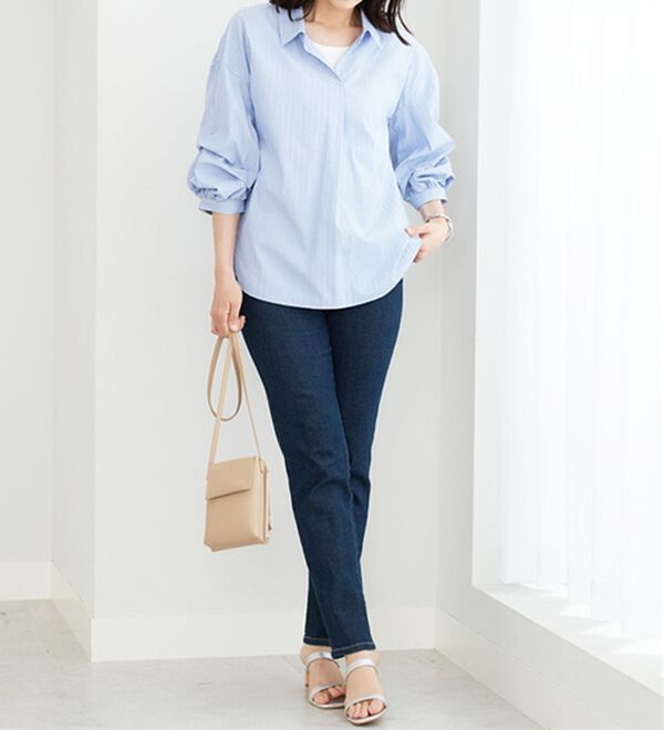 BELLUNA（ベルーナ）の「袖タックデザインスキッパーシャツ（シャツ）」｜詳細画像