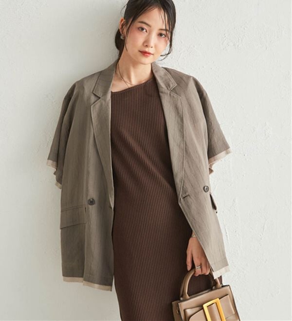RANAN（ラナン）の「ハーフスリーブシアーシャツジャケット（テーラードジャケット）」｜詳細画像
