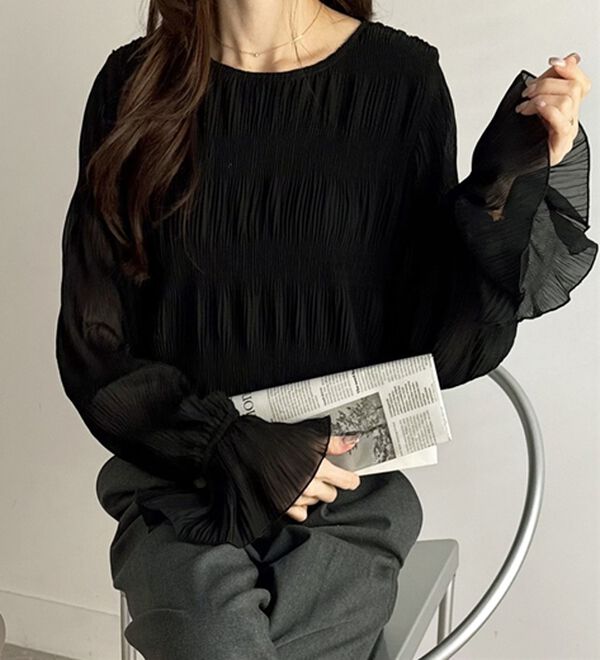 GeeRA（ジーラ）の「シアーシャーリングキャンディー袖ブラウス（ブラウス）」｜詳細画像