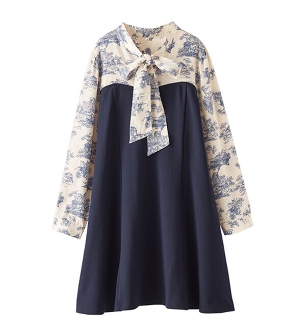 BELLUNA（ベルーナ）の「リボン付ブラウス切替チュニックワンピース（チュニック）」｜詳細画像