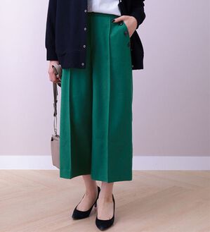 BELLUNA（ベルーナ）の「ウーリッシュ素材釦使いワイドパンツ（ワイドパンツ・ガウチョ）」｜グリーン