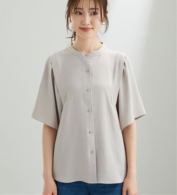 BELLUNA（ベルーナ）の「【快適Ｌａｂ．】お手入れ楽々ビンテージ調素材ブラウス（ブラウス）」｜詳細画像