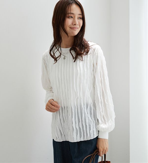 BELLUNA（ベルーナ）の「フリルジャカード素材プルオーバー（カットソー）」｜詳細画像