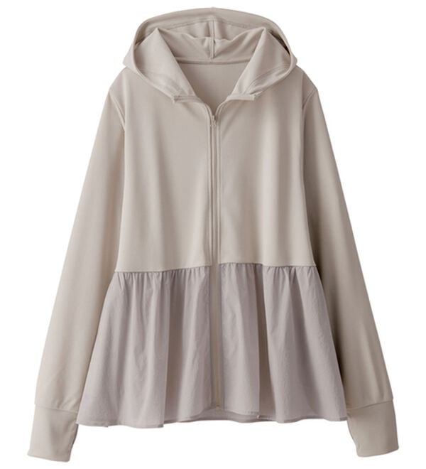 BELLUNA（ベルーナ）の「【快適Ｌａｂ．】おしゃれに日よけ！ペプラム切替ＵＶパーカー（パーカー）」｜詳細画像