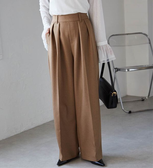 RANAN（ラナン）の「ウール調２タックワイドパンツ（フルレングスパンツ）」｜詳細画像