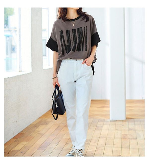 BELLUNA（ベルーナ）の「異素材使いロゴデザインプルオーバー（カットソー）」｜詳細画像