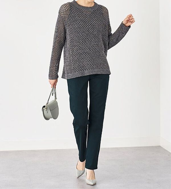 BELLUNA（ベルーナ）の「静電防止！蓄熱綿サテンストレッチカラーパンツ（フルレングスパンツ）」｜詳細画像