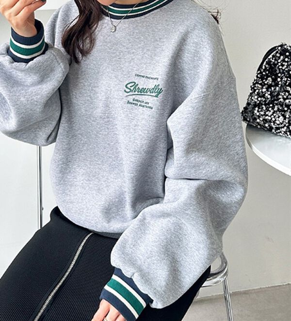 GeeRA（ジーラ）の「ラインリブエンブロイダリー裏起毛スウェット（カットソー）」｜詳細画像