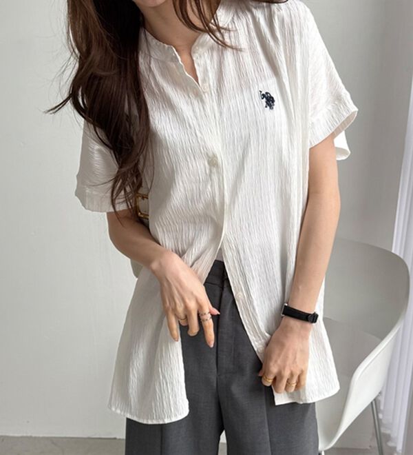 GeeRA（ジーラ）の「【ＵＳ．ＰＯＬＯ．ＡＳＳＮ】ポコポコ素材フレンチスリーブシャツ（シャツ）」｜詳細画像