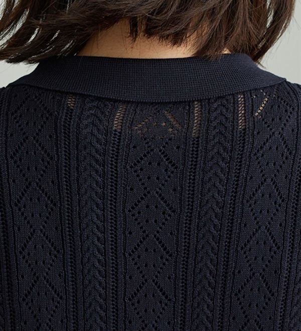 BELLUNA（ベルーナ）の「衿付き透かし編みニットカーディガン（ニットカーディガン）」｜詳細画像