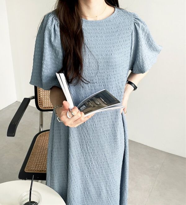 GeeRA（ジーラ）の「ボリューム袖楽ちん表面感ワンピース（カットソーワンピース）」｜詳細画像