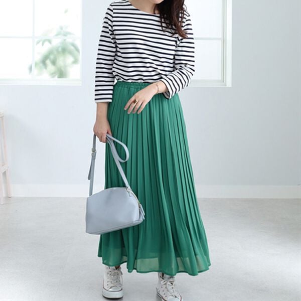 BELLUNA（ベルーナ）の「プリーツデザインカラースカート（ロングスカート）」｜詳細画像