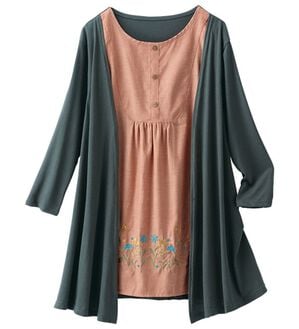 LAVIENNE（ラヴィエンヌ）の「重ね着風デザイン違いチュニック（チュニック）」｜オレンジ