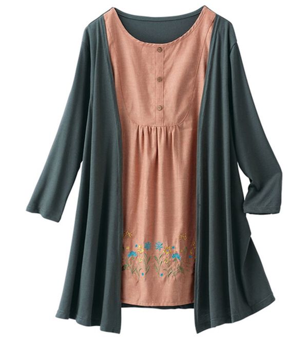 LAVIENNE（ラヴィエンヌ）の「重ね着風デザイン違いチュニック（チュニック）」｜オレンジ