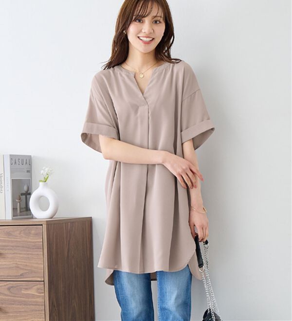 alotta（アロッタ）の「スキッパーとろみブラウスチュニック（ブラウス）」｜詳細画像