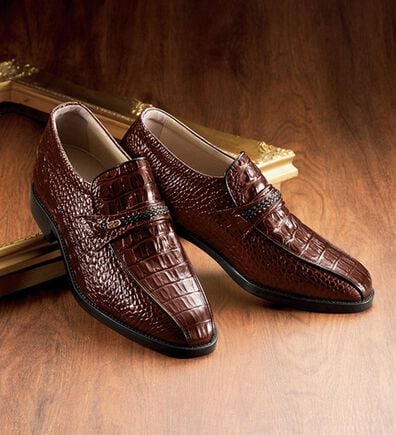 「牛革クロコ調メンズアップシューズ（ビジネスシューズ）」