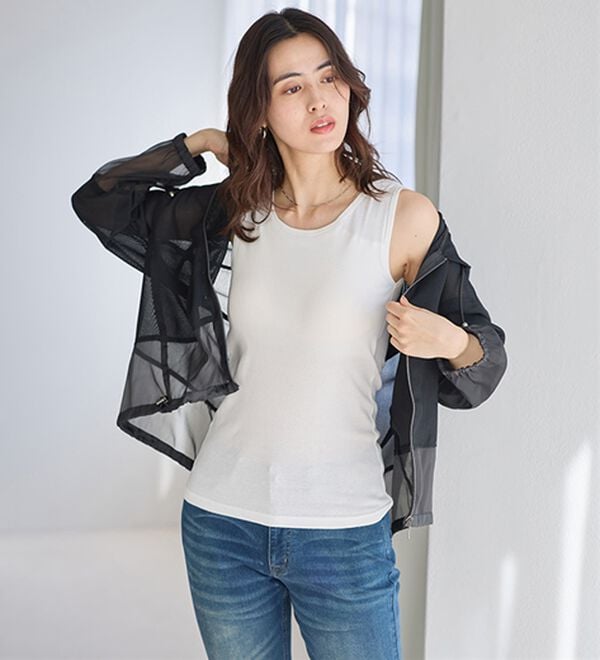 「【医師オススメ】ＵＶカット綿１００％カップ付タンクトップ＜カラフルコットン＞（肌着・インナーウェア）」｜詳細画像