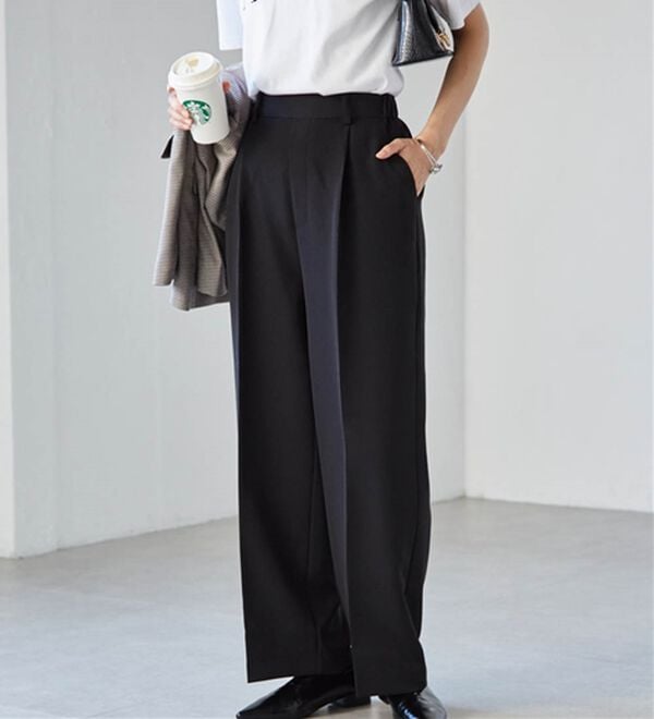 RANAN（ラナン）の「【選べる２丈】機能付！美脚シルエットセンタープレスワイドパンツ（フルレングスパンツ）」｜詳細画像