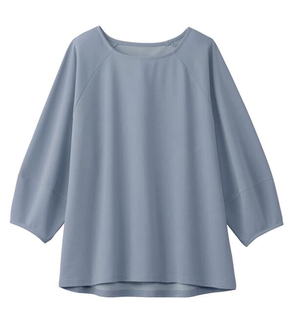 alotta（アロッタ）の「【接触冷感】さらっと上品ランタンスリーブカットソー（カットソー）」｜スモーキーブルー／７分袖