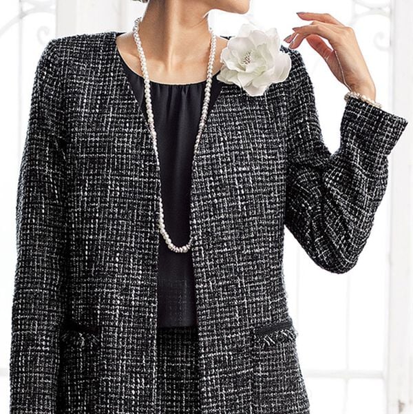 BELLUNA（ベルーナ）の「【２点セット】ロング丈ファンシージャケットワンピースアンサンブル（ワンピースセットスーツ）」｜詳細画像