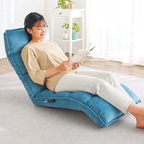 「起き上がりしやすいレバー式もこもこ座椅子（座椅子）」｜そら色ブルー