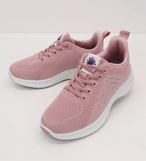 BELLUNA（ベルーナ）の「手を使わずに履けるニットスニーカー（スニーカー）」｜ピンク