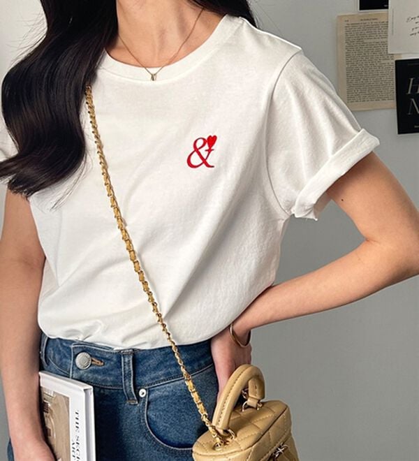 GeeRA（ジーラ）の「アンドハート刺しゅうＴシャツ（Tシャツ）」｜詳細画像