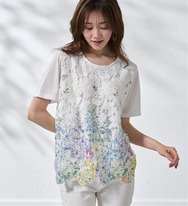 BELLUNA（ベルーナ）の「彩り花柄レースカーディガンアンサンブル（アンサンブル）」｜詳細画像