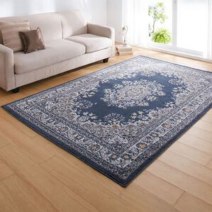 「エジプト製お買得ウィルトン織カーペット（カーペット）」｜メダリオンブルー