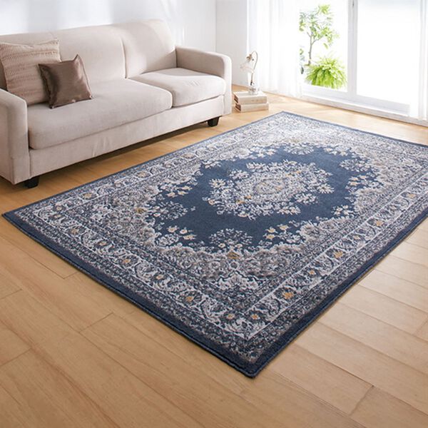 「エジプト製お買得ウィルトン織カーペット（カーペット）」｜メダリオンブルー