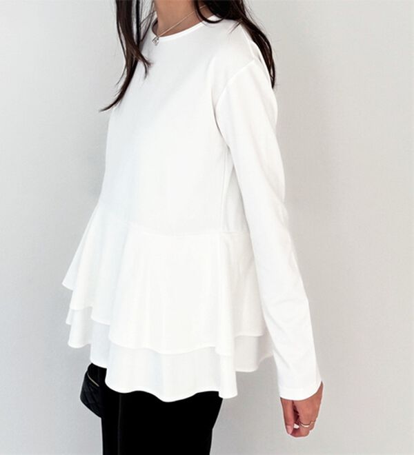 GeeRA（ジーラ）の「きれいめポンチペプラムティアードカットソー（カットソー）」｜詳細画像