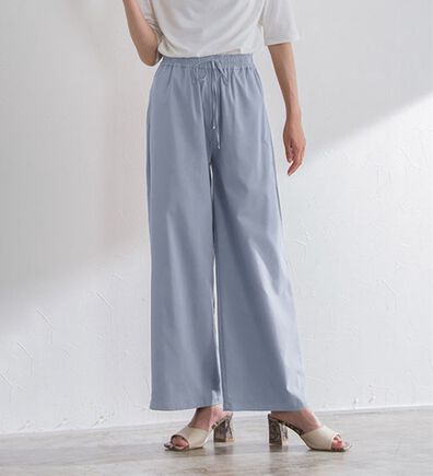 Pierrot（ピエロ）の「【選べる丈】ストレッチツイルワイドパンツ（ワイドパンツ・ガウチョ）」