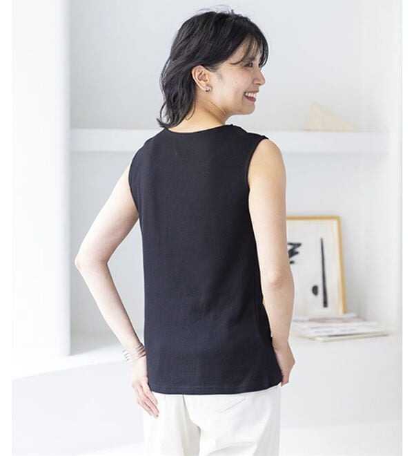 BELLUNA（ベルーナ）の「綿１００％抗菌防臭機能付リブタンクトップ（タンクトップ・キャミソール）」｜詳細画像