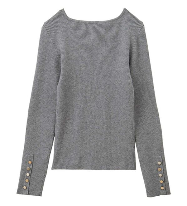 GeeRA（ジーラ）の「アシメネック袖ボタン付リブニット（ニット・セーター）」｜詳細画像