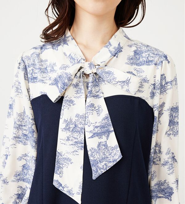 BELLUNA（ベルーナ）の「リボン付ブラウス切替チュニックワンピース（チュニック）」｜詳細画像