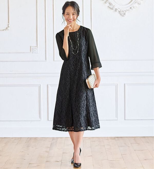 BELLUNA（ベルーナ）の「ロングジャケット花柄レースワンピースアンサンブル（ワンピースセットスーツ）」｜詳細画像