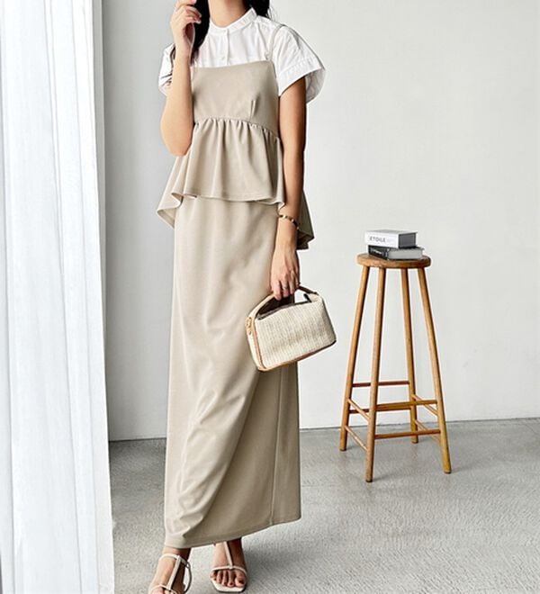 GeeRA（ジーラ）の「楽ちん！ペプラムキャミワンピース（カットソーワンピース）」｜詳細画像