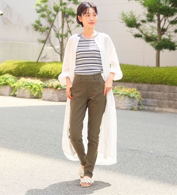 A HAPPY MARILYN（アハッピーマリリン）の「【Ｍ～８Ｌ】【選べる丈】のび～る ストレッチ ツイル 魔法の 美脚レギンスパンツ（スリム・スキニーパンツ）」｜詳細画像