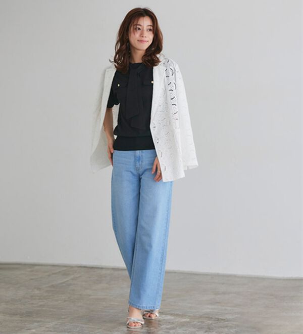 Pierrot（ピエロ）の「リネンタッチボウタイポケットニット（ニット・セーター）」｜詳細画像