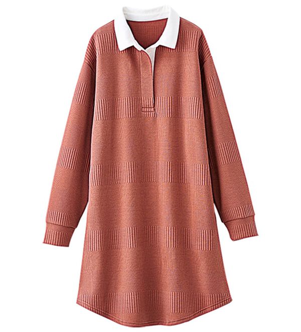 BELLUNA（ベルーナ）の「ボーダージャカード素材ラガーシャツワンピース（カットソーワンピース）」｜詳細画像