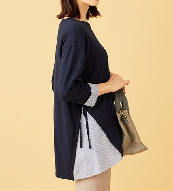 BELLUNA（ベルーナ）の「サイドリボンデザイン異素材切替チュニック（チュニック）」｜詳細画像