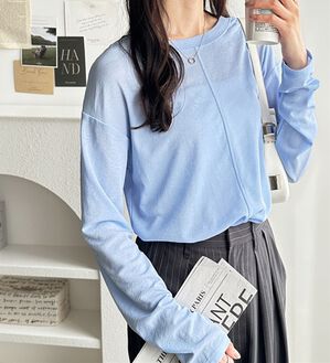 GeeRA（ジーラ）の「着回し自在！スラブシアートップス（カットソー）」｜ブルー