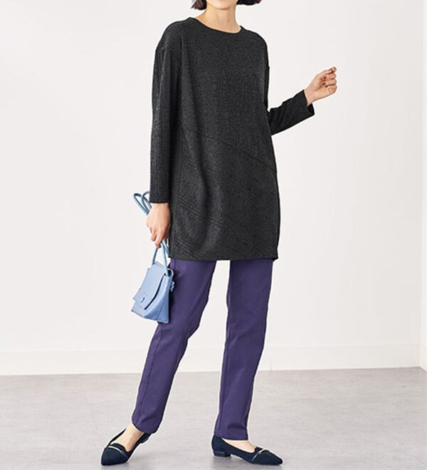 BELLUNA（ベルーナ）の「杢調ランダムテレコ切替チュニック（チュニック）」｜詳細画像