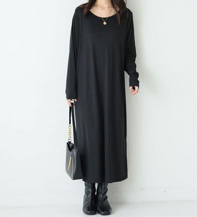A HAPPY MARILYN（アハッピーマリリン）の「【大きいサイズ】【Ｌ～８Ｌ】スッキリ着痩せワンピース【エブリデイＲｉｂ】（カットソーワンピース）」