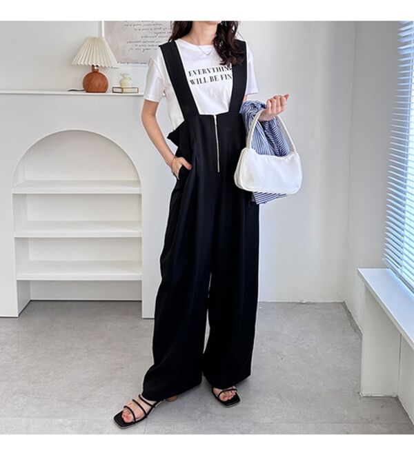 GeeRA（ジーラ）の「フロントジップハイウエストサロペット（オールインワン）」｜詳細画像