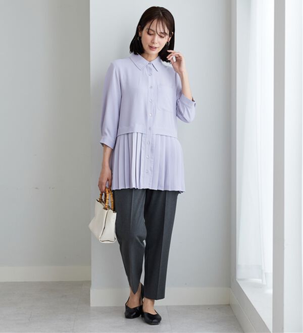 BELLUNA（ベルーナ）の「【UVカット】機能付！裾プリーツ切替チュニック（チュニック）」｜詳細画像