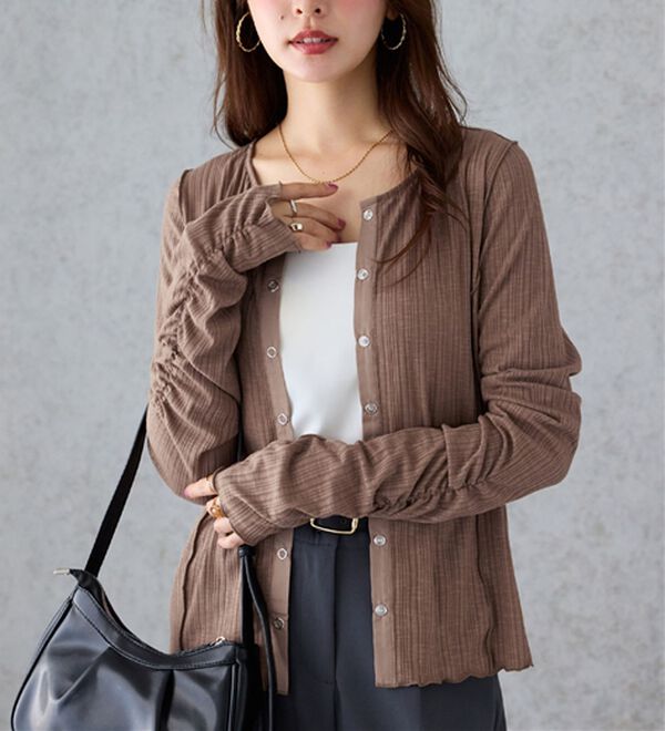 Viola e Viola（ヴィオラ エ ヴィオラ）の「針抜きシアードットボタンカーデ（その他カーディガン）」｜詳細画像