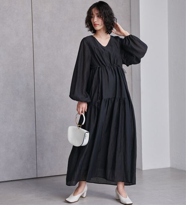 RANAN（ラナン）の「シアーチェックドロストギャザーティアードワンピ（その他ワンピース）」｜詳細画像