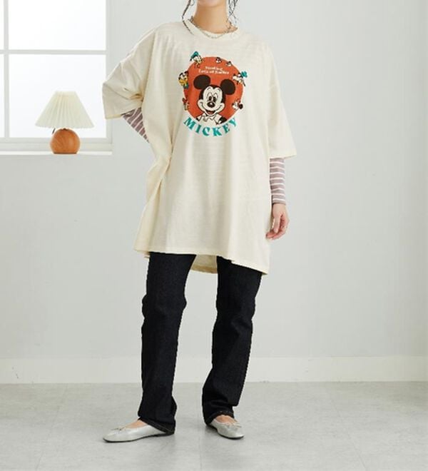 BELLUNA（ベルーナ）の「＜Ｄｉｓｎｅｙ＞【ミッキー】ビッグ7分袖プリントTシャツ（Tシャツ）」｜詳細画像