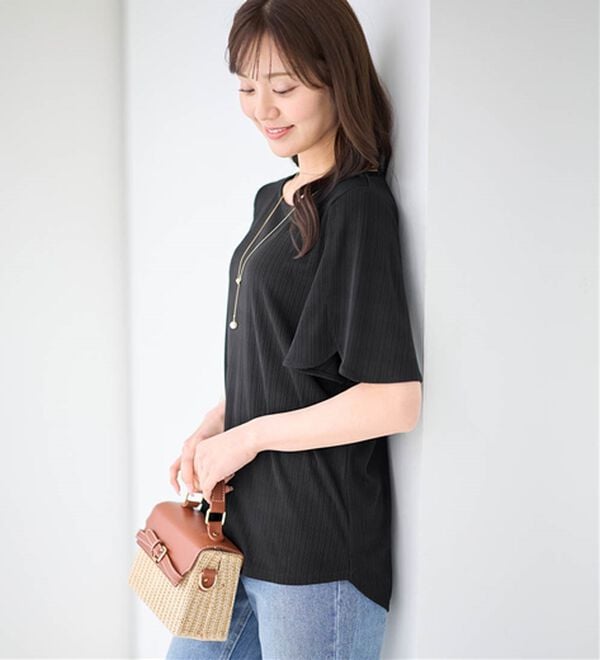 alotta（アロッタ）の「【4つの機能付】ひんやりチューリップ袖ブラウスTシャツ（カットソー）」｜詳細画像